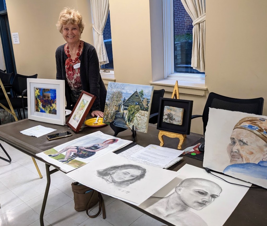 S. with assorted media paintings