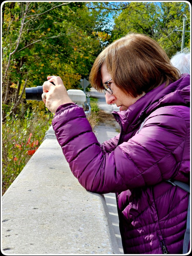 woman photographing from Whitevale Bridge