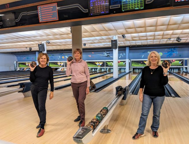 3 ladies at the Markham Bowling alley