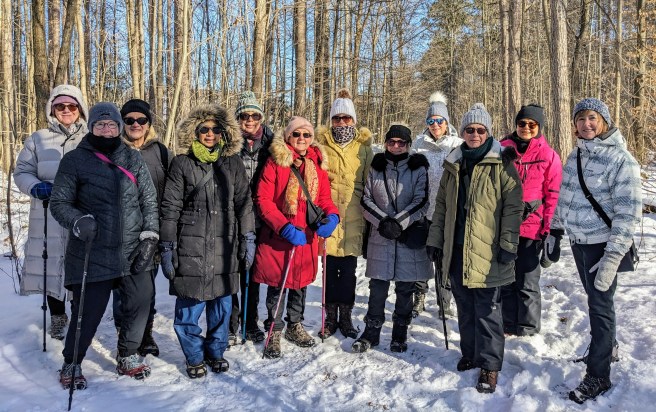 2025_01_08 14 ladies wrapped up warmly for a winter hike on Hall Tract